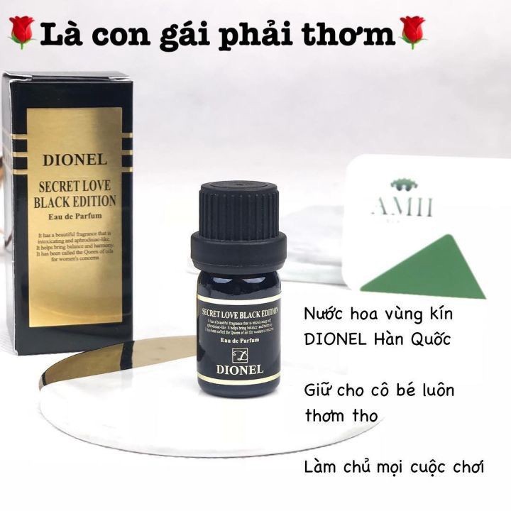 Nước hoa vùng kín Dionel secret love Black Edition 5ml, Nước hoa bím Hàn Quốc hương thơm quyến rũ
