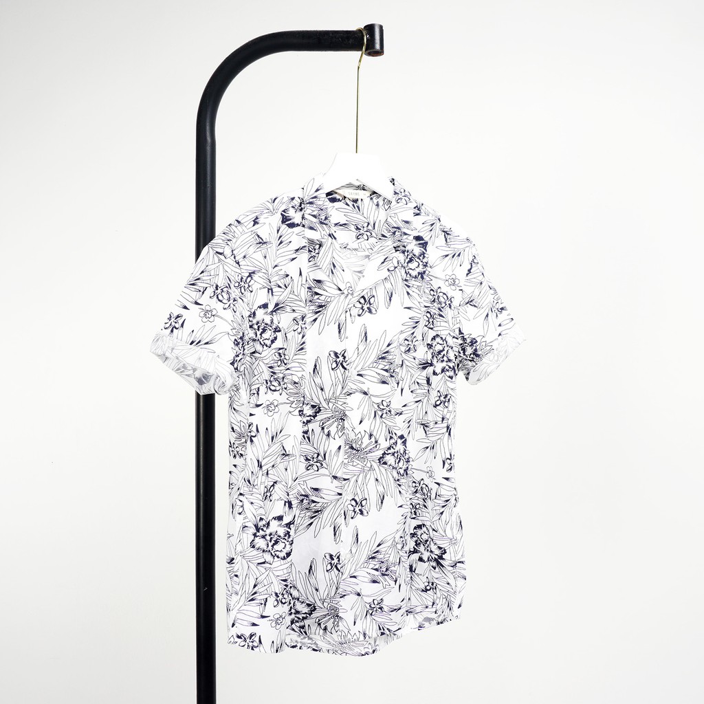 Áo sơ mi nam SAYME cổ pijama đi biển đi chơi vải cotton họa tiết hoa lá MCSH0014