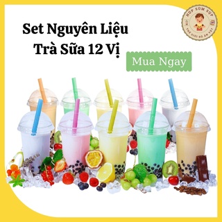 💥FREESHIP💥Set Trà Sữa Trân Châu Đường Đen 5-7 Ly 13 Vị: Matcha, Khoai Môn, Việt Quất, Khoai Môn,...Nguyên Liệu Trà Sữa