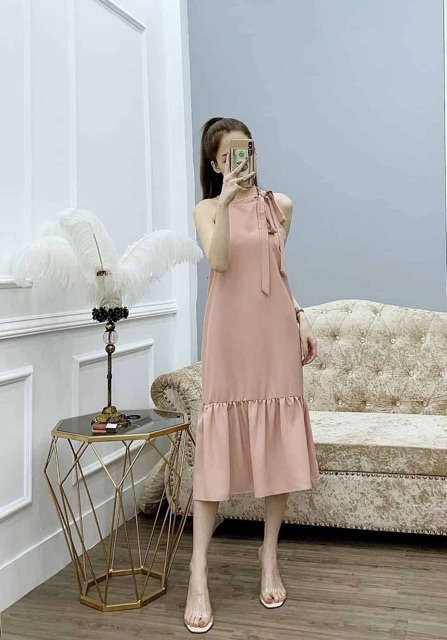 Váy bầu thời trang Aidenshop đầm bầu suông maxi đi biển mùa hè chất lụa thái