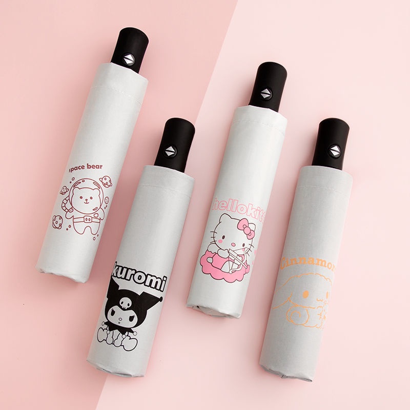 Dù Che Nắng Tự Động Chống Tia UV Hai Chức Năng In Hình Hello Kitty Cho Nữ Sinh