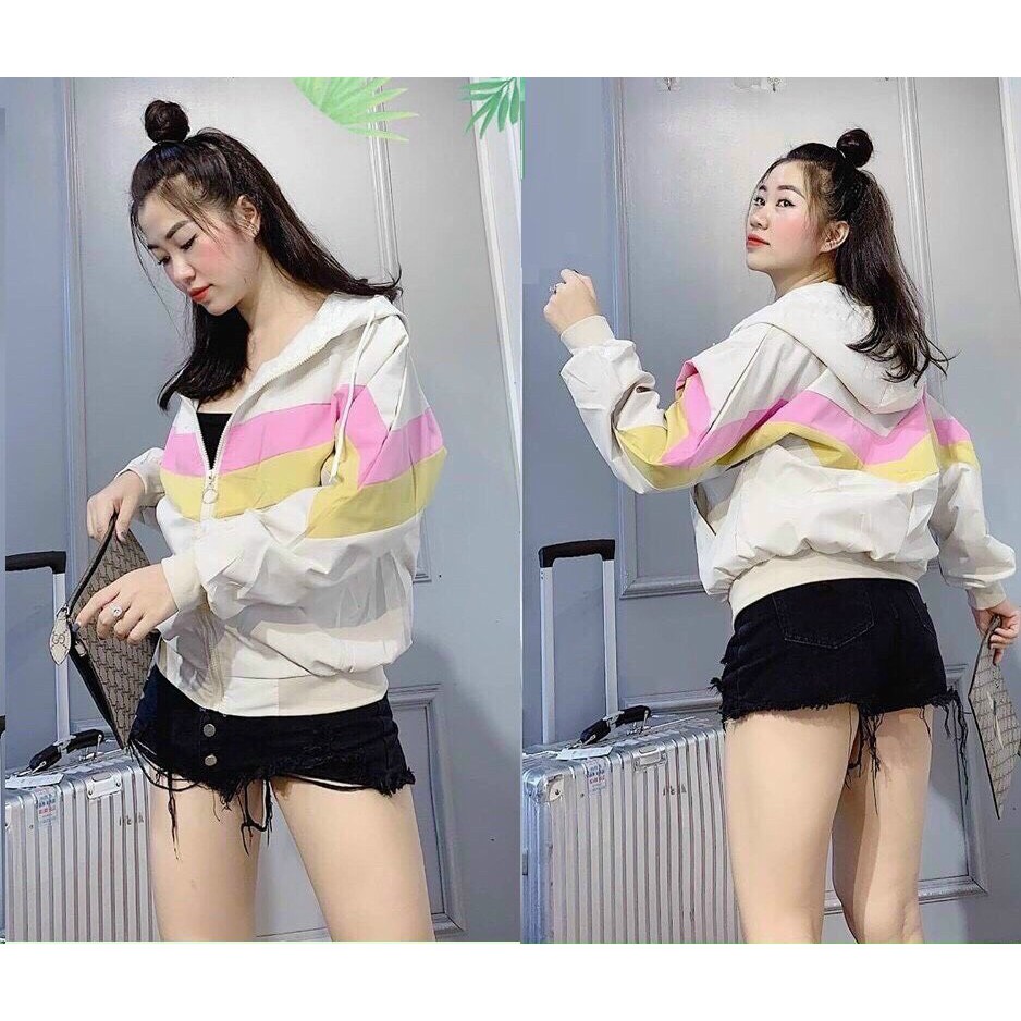 Áo khoác nữ  💚𝗙𝗥𝗘𝗘𝗦𝗛𝗜𝗣💚 Áo khoác nữ đẹp chất liệu dù 2 lớp dài tay big size form rộng SỌC NGANG