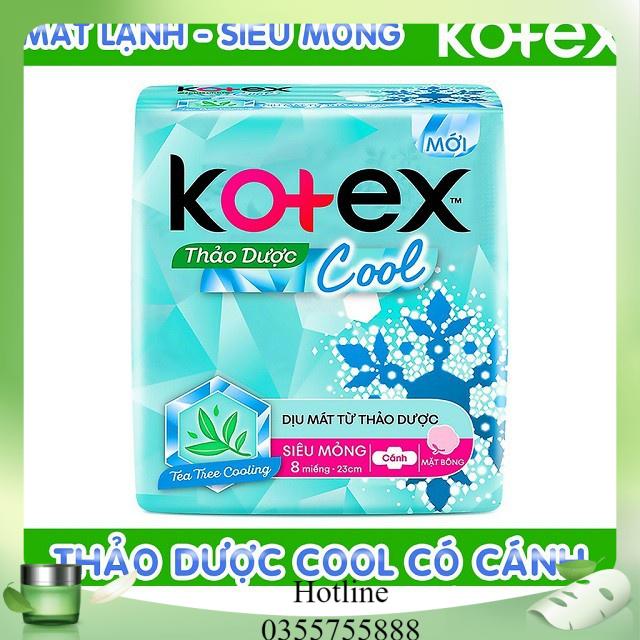 Lốc 8 gói BVS Kotex Max Cool  Siêu Mềm Cánh 23cm - 8 miếng