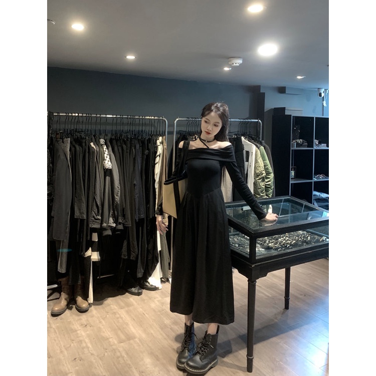 Đầm Nữ Tay Dài Lệch Vai Thời Trang Quyến Rũ