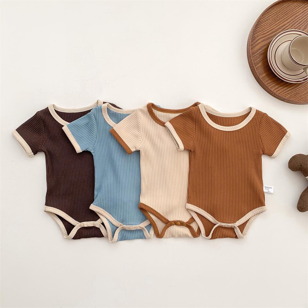 Áo Liền Quần Tay Ngắn Chất Liệu Cotton Thời Trang Mùa Hè Cho Bé 0-2 Tuổi