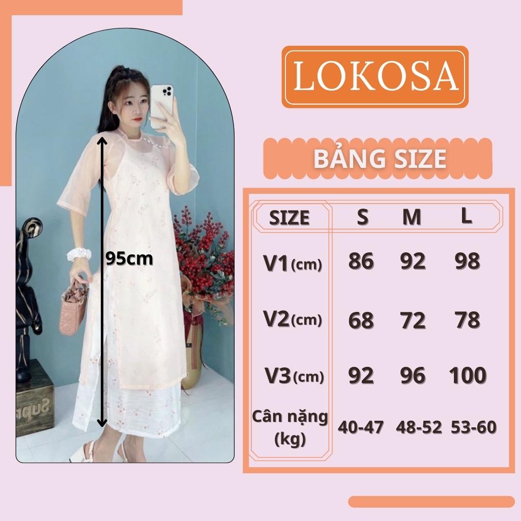 Áo Dài Cách Tân Nữ LOKOSA Thiết Kế Hoa Nhí Vải Voan Tay Lỡ Cao Cấp Nữ Đi Đám Cưới Mặc Tết Đều Đẹp AOE021