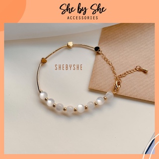 Vòng tay nữ hạt ngọc mạ vàng SHEBYSHE - VT4