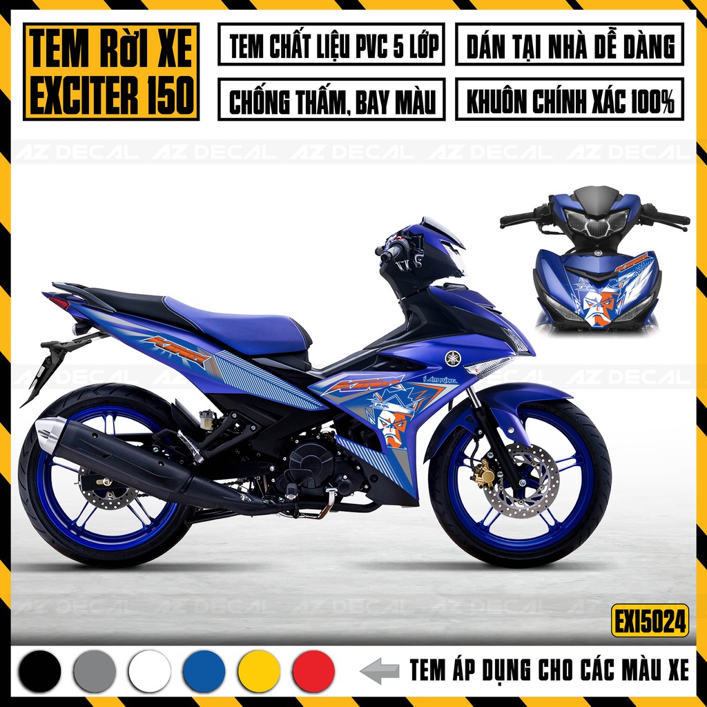 Tem Xe Exciter 150 Mẫu KING | EX15024 | Tem Rời Ex150 Cao Cấp Chống Nước, Decal Chống Bay Màu