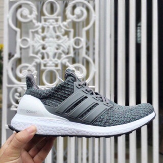 (ẢNH THẬT) Giày A D I D A S Ultra Boost xám gót trắng