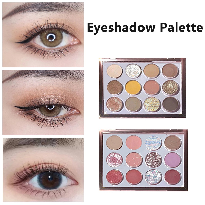 Bảng Phấn Mắt 12 Màu Sắc Chống Nước Bền Màu Dài Lâu