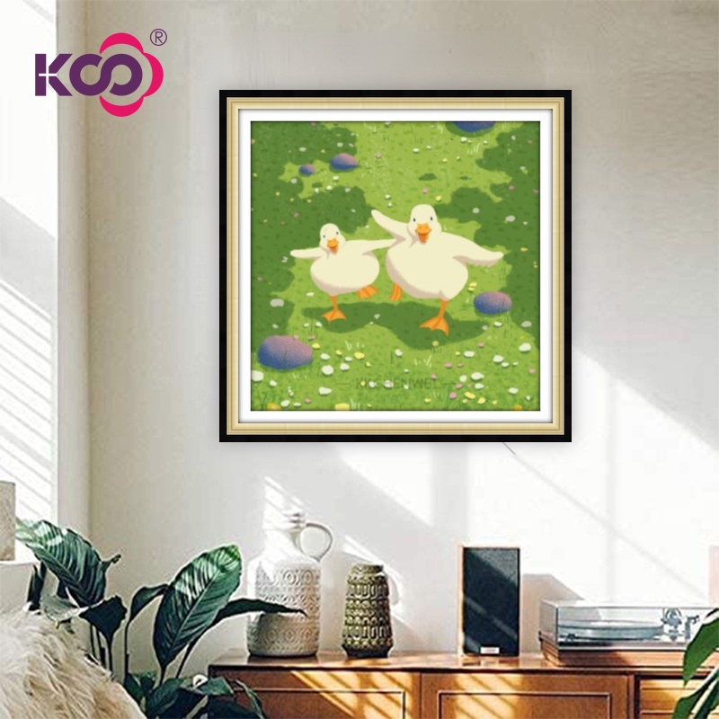 Bộ Tranh Đính Đá Họa Tiết Hoạt Hình Chú Vịt Dễ Thương Dùng Trang Trí Nhà Cửa