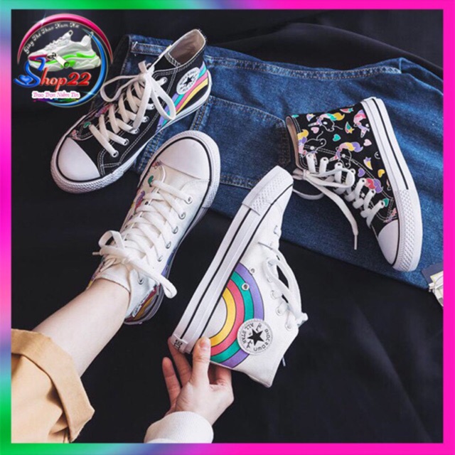 Giày Sneaker nữ Ulzzang cổ cao hình ngựa Unicorn