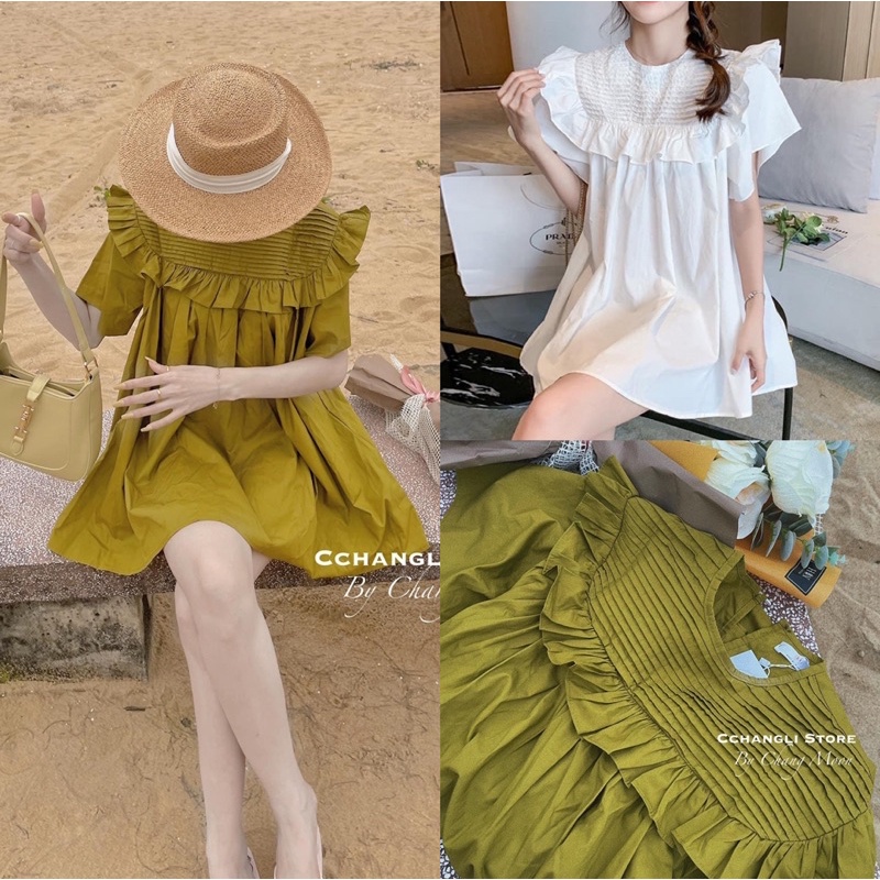 [NEW]VÁY-ĐẦM BABYDOLL DẬP LI NGANG VIỀN BÈO VUÔNG “MOONDRESS”