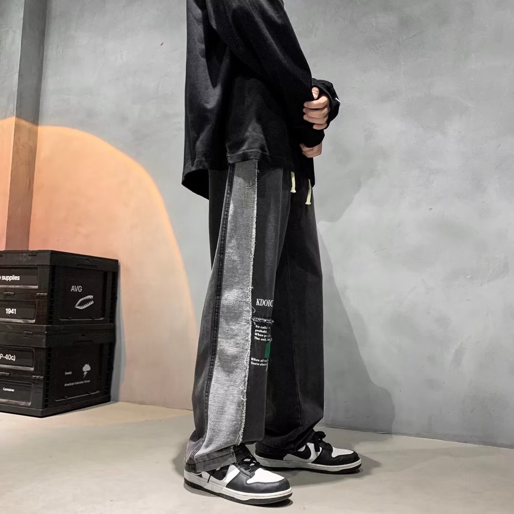 Quần jeans In Chữ size Lớn S-3XL Chống Mài Mòn Thời Trang Hàn Quốc Cho Nam