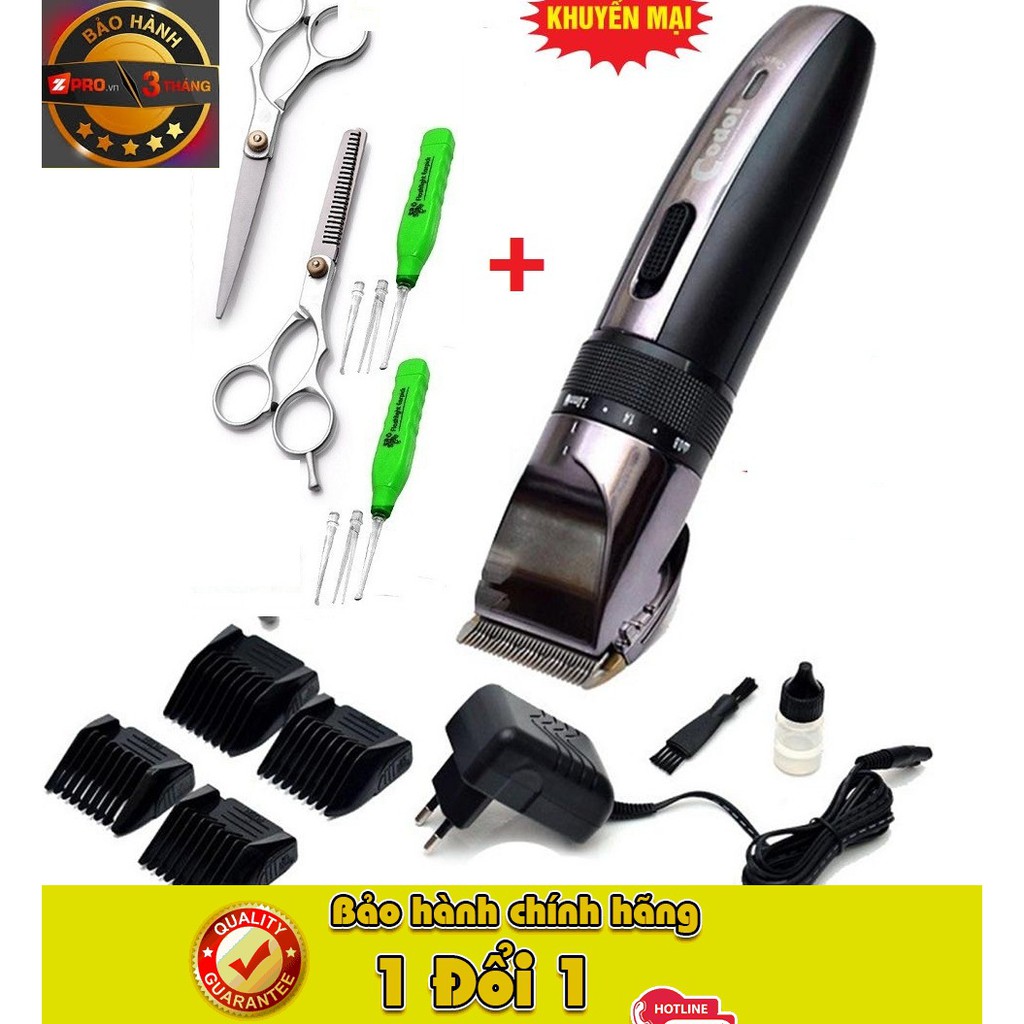 Tông đơ cắt tóc Codol 531 tặng kèm bộ kéo cắt tỉa và lấy ráy tai có đèn an toàn cho bé