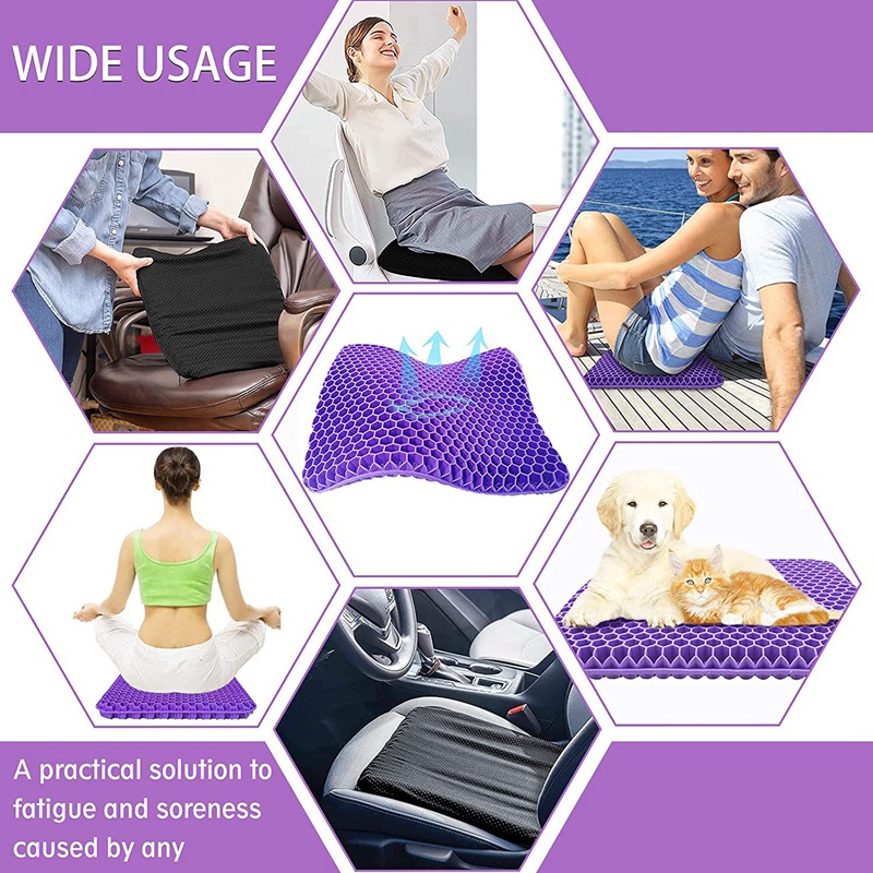 Đệm Lót Ghế Ngồi Xe Hơi / Văn Phòng Hình Tổ Ong Thoáng Khí Màu Tím