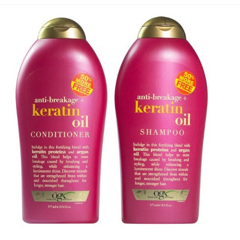 Dầu Gội - Dầu Xả BIOTIN OGX Anti-Breakage Keratin Oil ( 577ml )