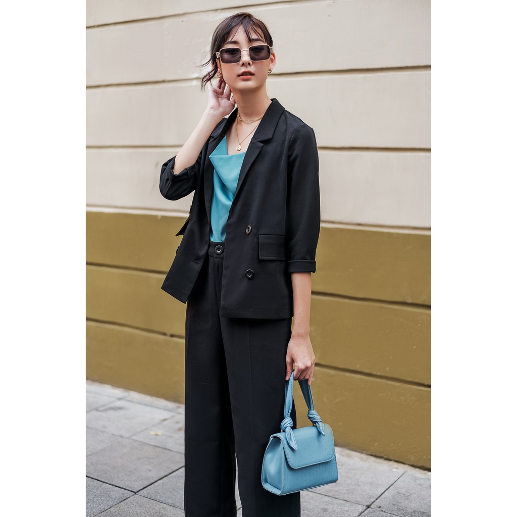 Set Blazer nữ Mosohali quần ống rộng set vest thiết kế thời trang công sở (Áo vest + Quần sớ)