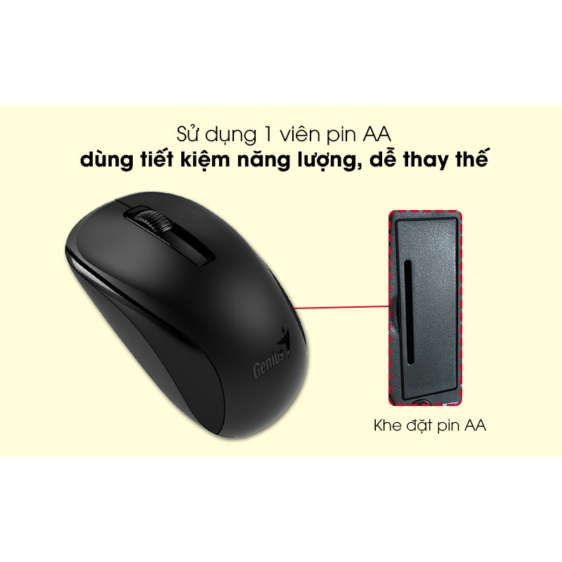 Chuột không dây Genius NX7005 - Wireless 1200 DPI ( Đen / Đỏ )