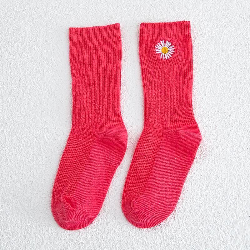 IU Baby Girl Boy Kids Warm Socks Cute Solid Color Daisy Flower Soft Anti-slip Knitting Leg Warmers