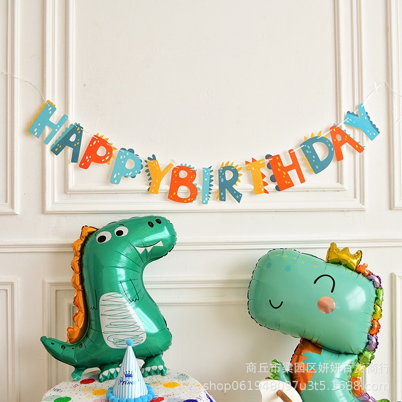 Dây Chữ Happy Birthday Sinh Nhật Chủ Đề Khủng Long Cho Bé