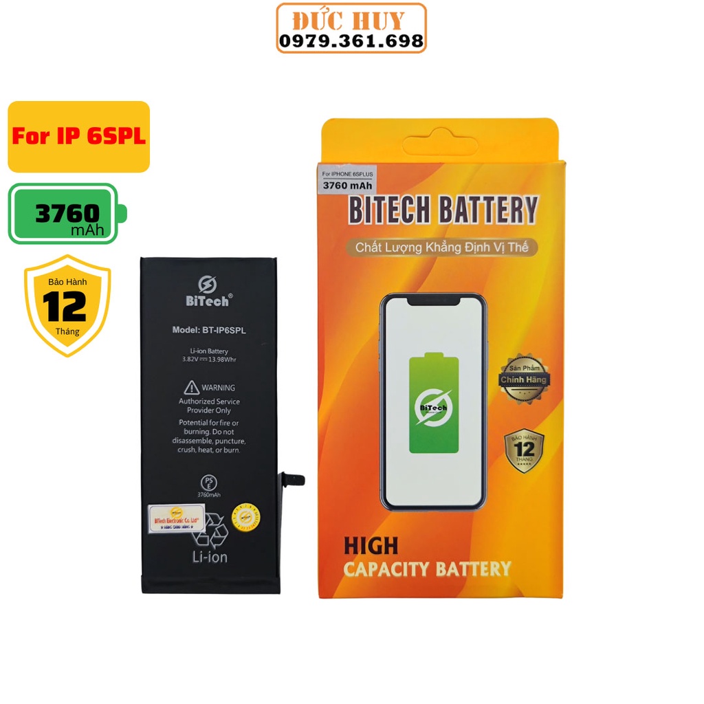 Pin IP6S PLUS Dung Lượng Cao BiTech BT-IP6S PLUS  - Tặng bộ vít mở + Siu dán pin