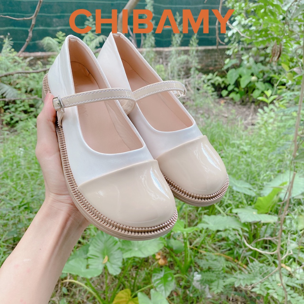 Giày búp bê Mary Jane nữ da mềm CHIBAMY đế bằng cao 3cm phong cách học sinh Nhật Bản