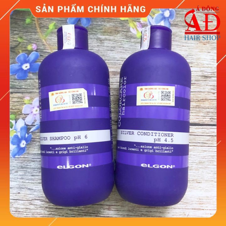 [Giá sỉ] Bộ dầu gội xả khử vàng Elgon Silver Color Care cho tóc trắng bạch kim 300mlx2