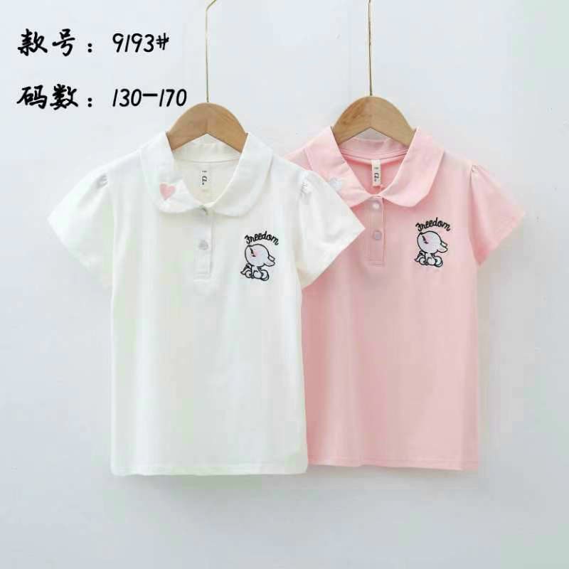 Áo Polo cộc tay bé gái size to chất cotton mềm mại họa tiết trái tim thêu RIO hàng có sẵn kèm video