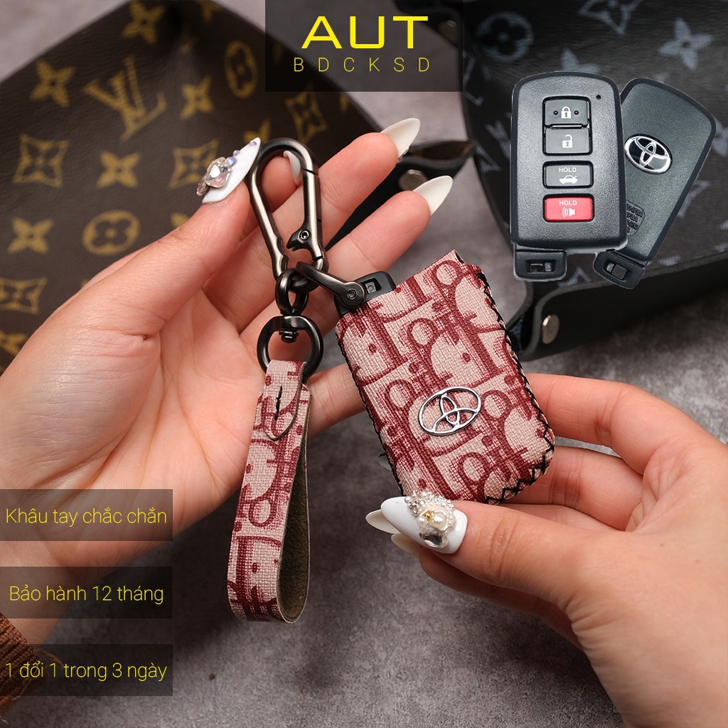 Bao da bảo vệ chìa khoá xe Toyota Altis Camry Highlander Dior khâu tay  TATV CD có tay cầm