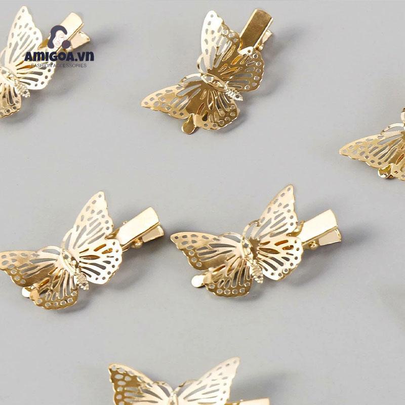 ✨✨Kẹp tóc thời trang cổ điển hình con bướm màu vàng rỗng