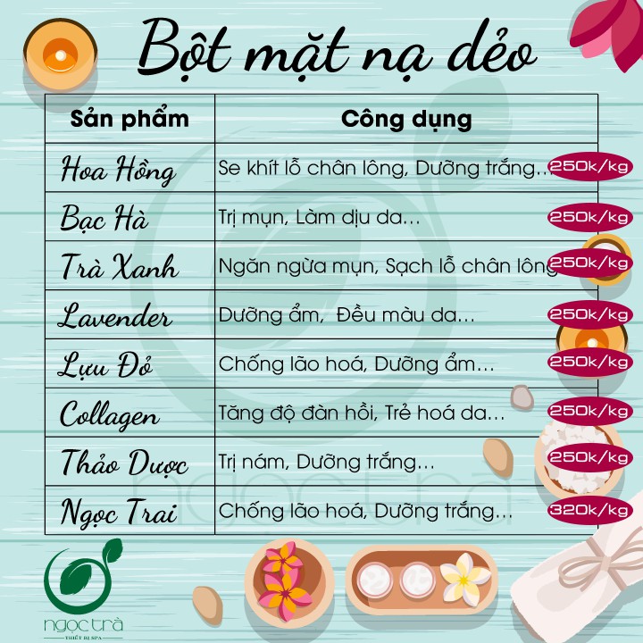 Bột mặt nạ dẻo gói 1kg chuyên dụng cho spaa