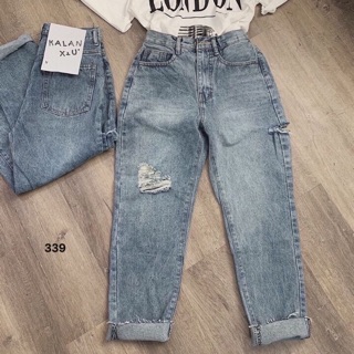 QUẦN JEAN NỮ RÁCH - BAGGY JEAN RÁCH WAX PHONG CÁCH BỤI ( mẫu mới 2019)