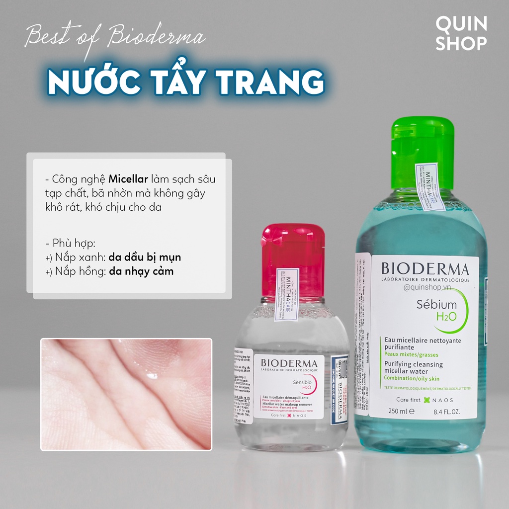Nước Tẩy Trang Cho Da Nhạy Cảm, Dầu, Mụn Bioderma Micellaire Solution