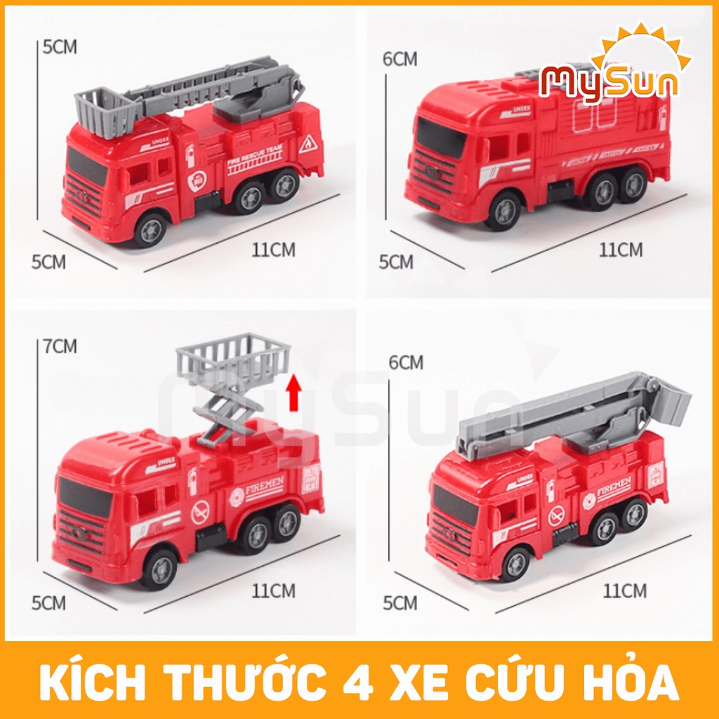 Bộ xe ô tô lính CỨU HỎA đồ chơi trẻ em mô hình cho bé trai MySun
