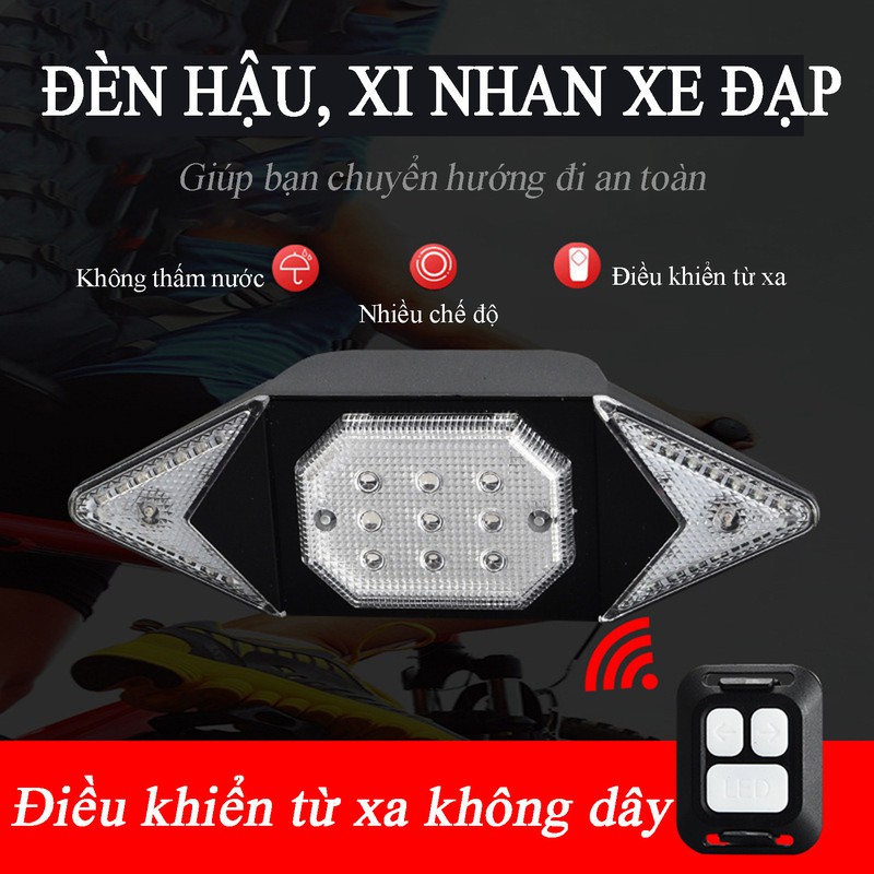 Đèn xi nhan xe đạp không dây pin sạc chống nước, đèn hậu sạc usb