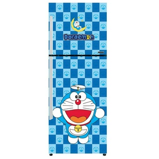 Decal dán tủ lạnh doremon bay trong nền ovuông - trang trí nhà cửa