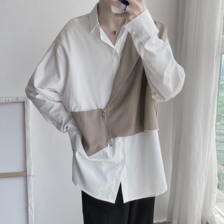 Áo Sơ Mi Giả Hai Lớp Phong Cách Hàn Quốc Dành Cho Nam