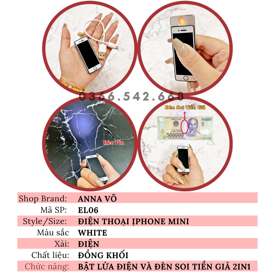 Hột-𝙌𝙪𝙚̣𝙩-𝘽𝙖̣̂𝙩-𝙇𝙪̛̉𝙖 ĐIỆN hình Iphone mini 2 đèn 2in1 độc lạ - ANNA VÕ EL06-TD