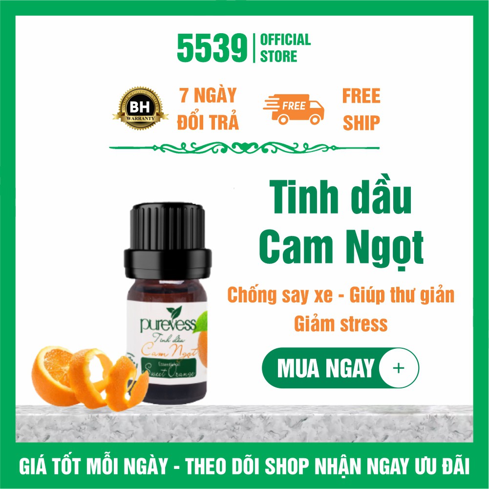 Tinh dầu thiên nhiên nguyên chất Purevess giúp thư giãn đuổi muỗi khử mùi 5ml - Shop 5539
