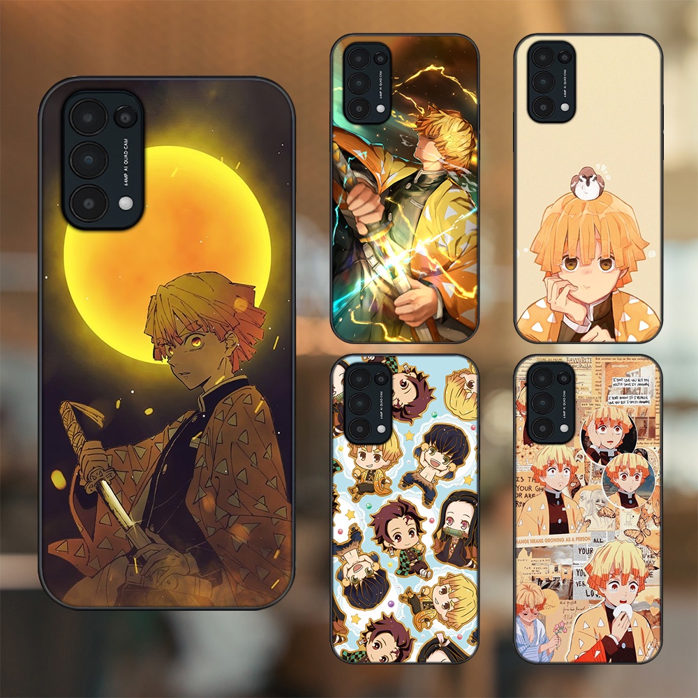 Ốp lưng Oppo Reno 5 viền đen in hình Zenitsu Kimetsu no Yaiba