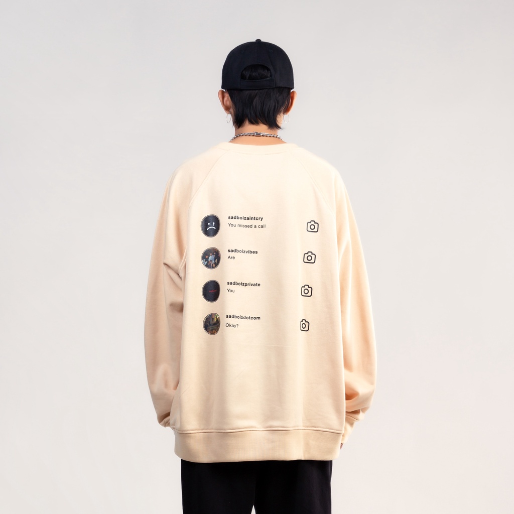 Áo sweater SADBOIZ Sadtagram Cream