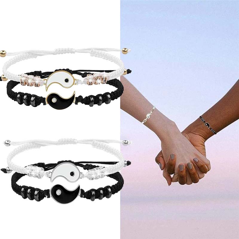 Vòng tay dây bện mặt hình bát quái âm dương thời trang