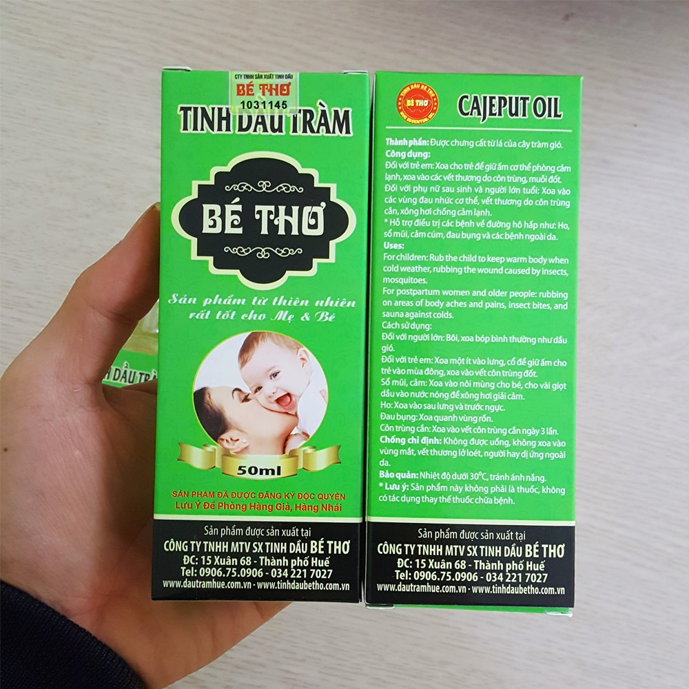 Tinh dầu tràm chính hãng Bé Thơ nguyên liệu 100% tự nhiên an toàn 50 ml