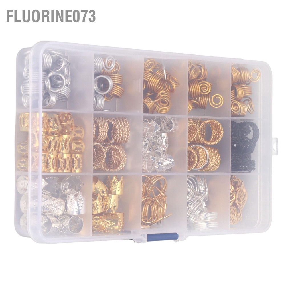 Fluorine073 Chuỗi hạt Dreadlocks Đặt hợp kim Hạt bện tóc Vòng xoắn Mặt dây chuyền Nhẫn trang sức Đồ trí cho bữa tiệc