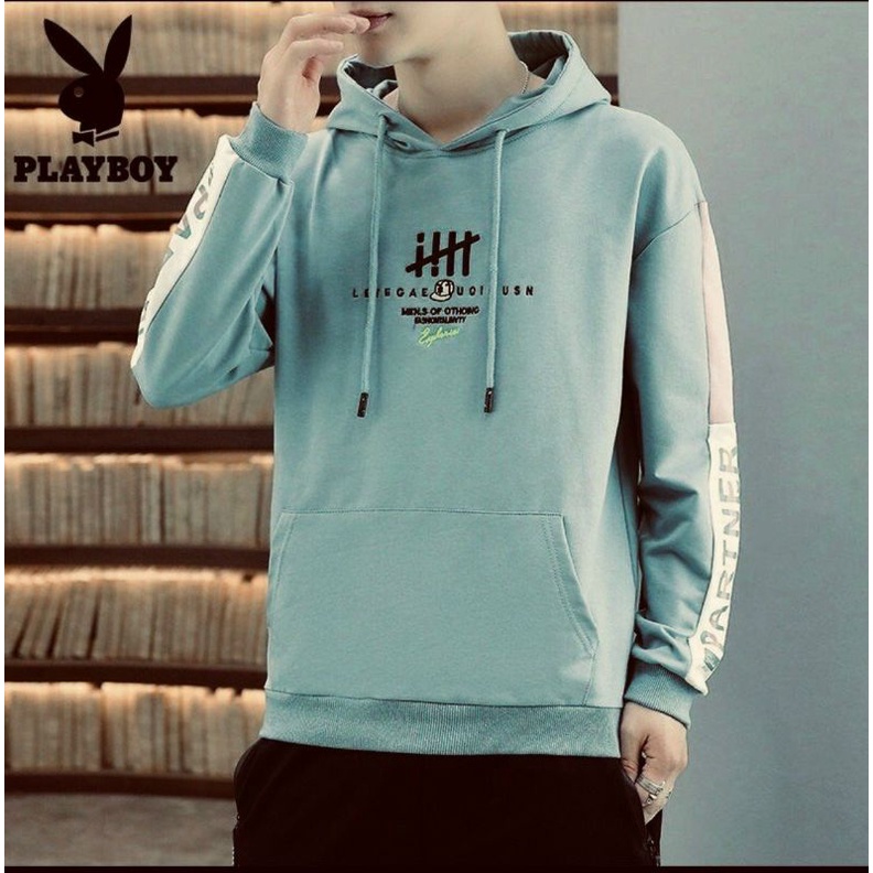 Áo hoodie nam phối sọc viền tay form rộng, mẫu sweater có mũ dài tay thời trang teen