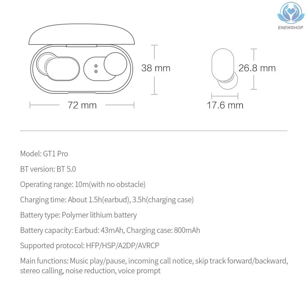 【enew】Haylou GT1 Pro TWS BT Earphone In-ear Headset Mini Waterproof Sports Earbuds  with Long Endurance Battery Touch Control