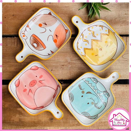 Bộ Bát Đĩa 🐷 Bát Ăn Cơm, Bộ Chén Dĩa Dễ Thương, Đĩa Sứ Decor Đẹp Cao Cấp Hoạt Hình Ngộ Nghĩnh