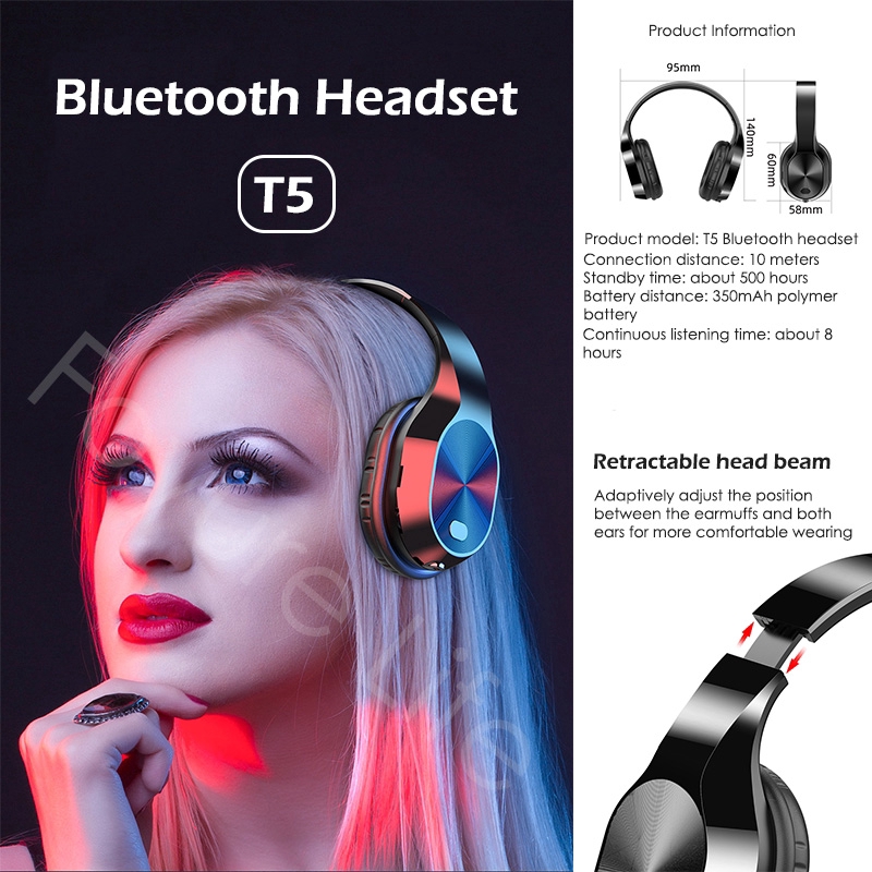 Tai Nghe Bluetooth Không Dây T5 Chống Ồn Kèm Mic