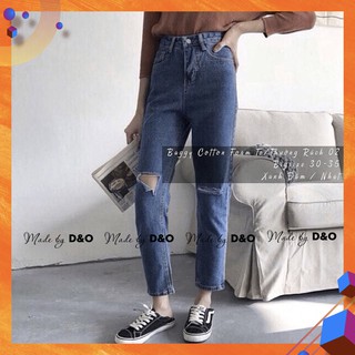 [Size 26-36] Quần Baggy Nữ, Rách 2 Gối L Sole, Lưng Cao Trên Rốn